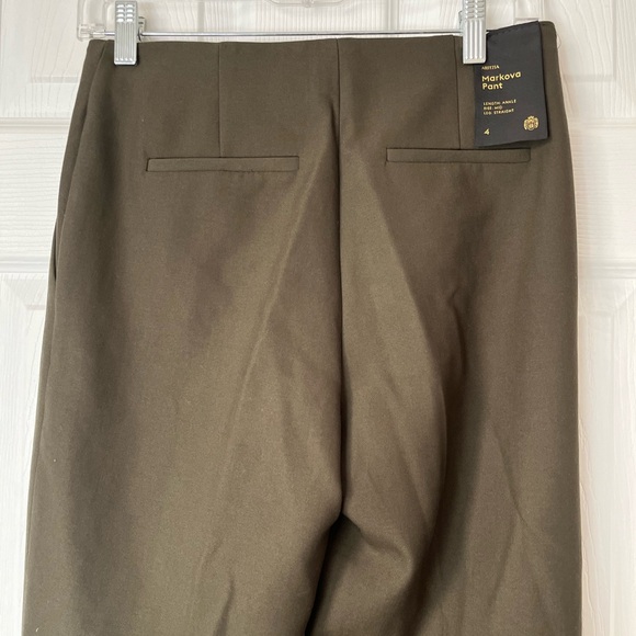 Babaton Markova dark olive mid rise ankle straight dress Pants size 4 - Picture 4 of 9